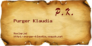 Purger Klaudia névjegykártya